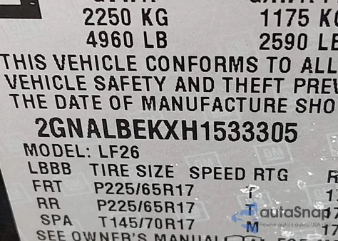 2017 Chevrolet Equinox Ls from USA, damaged, VIN 2GNALBEKXH1533305